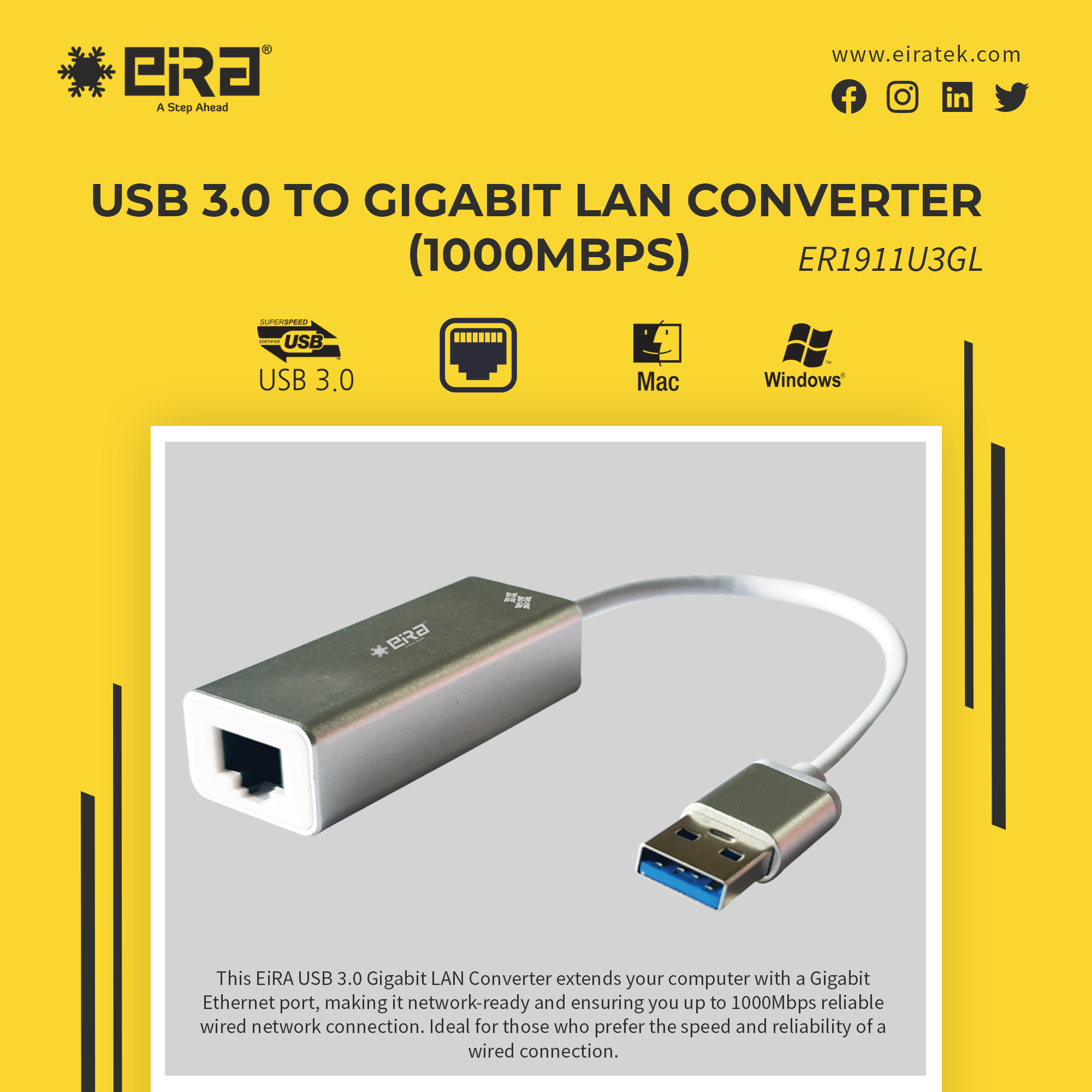 SuperSpeed USB 3.0 LAN Hub - Type-C Ready